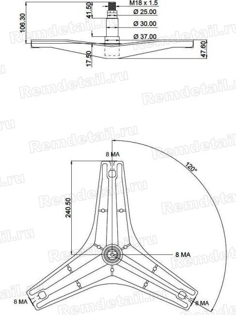 Крестовина под гайку для стиральной машины LG 4434ER1004B Cod726